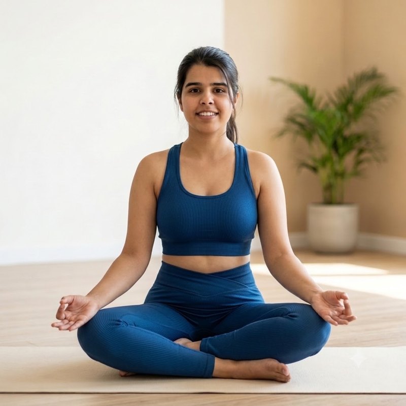 Prachi Malik in a seated meditation pose
